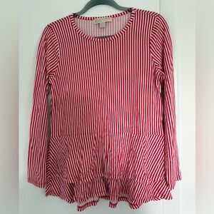 Red Striped Women's Top long sleeve